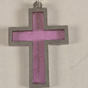Purple and Silver Cross Pendant